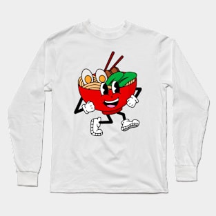 Pho Soup Vintage Cartoon Illustration Long Sleeve T-Shirt